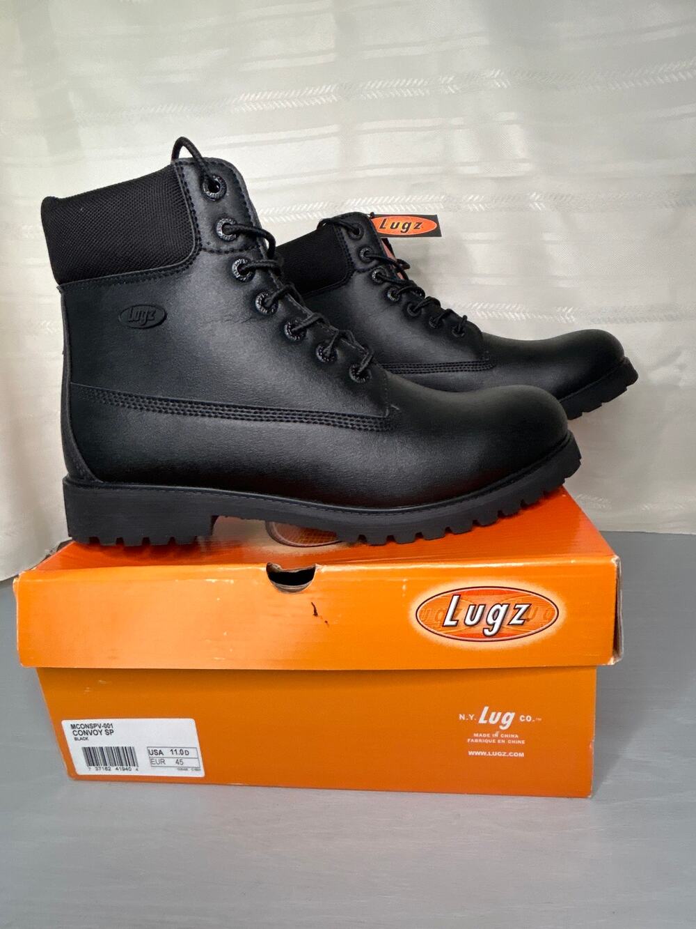 Lugz Convoy WR Men's Water Resistant Work Boots Black Size 11D NEW